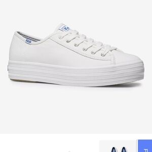 Keds Triple Kick Leather Lace Up  platform sneaker white, woman's size 6